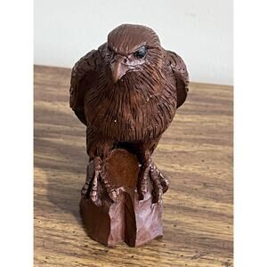 Red Mill Hand Carved Pecan Wood Eagle Sculpture signed Wetherbee